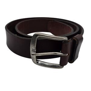Bosca Belt Mens 34 Brown Leather Dress Silver Buckle Adjustable Made In Canada